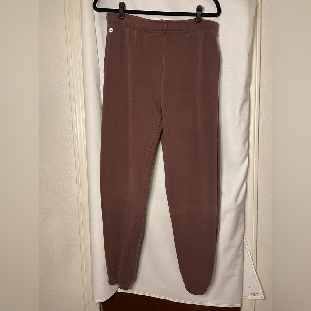 NWOT Senita Brown Fuzzy Soft Warm Lined Sweat Pants/Jogger w Side Pockets Size L